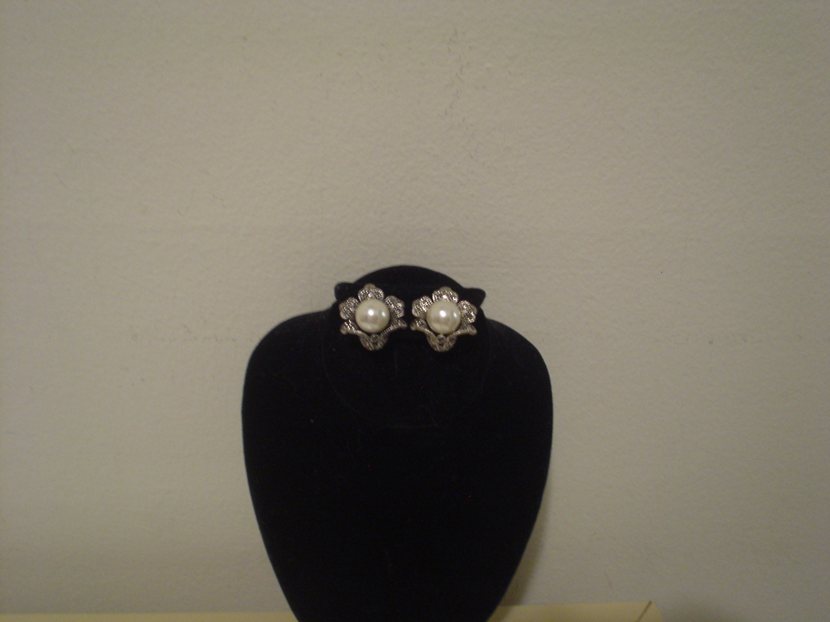faux pearl marcasite earrings